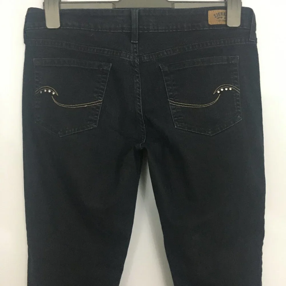 Levis Womens 10 Black Studded Embroidered Mid Rise Cotton Blend Skinny Jeans - Picture 2 of 11
